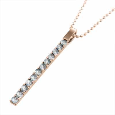 ペンダントトップとネックレス 大サイズ 3月の誕生石 アクアマリン k10ピンクゴールド プレートの画像
