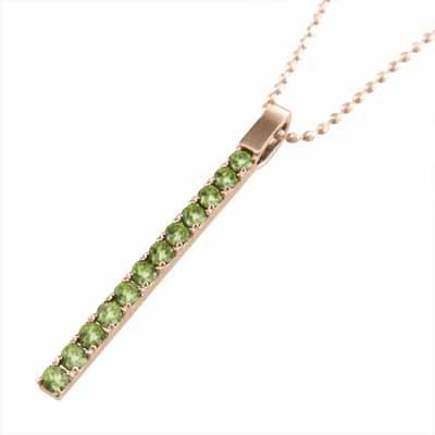 プレート ネックレスジュエリー 8月誕生石 大サイズ k10ピンクゴールド ペリドットの画像