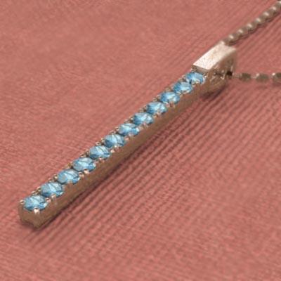 プレート 11月誕生石 ピンクゴールドk18 ペンダント 大サイズ ブルートパーズ(青)の画像