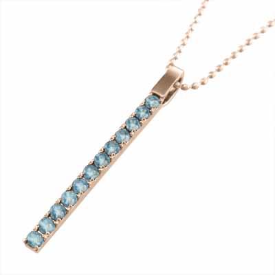 プレート 11月誕生石 ピンクゴールドk18 ペンダント 大サイズ ブルートパーズ(青)の画像