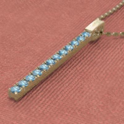 大サイズ 11月の誕生石 18金イエローゴールド ブルートパーズ(青) プレート ネックレスジュエリーの画像