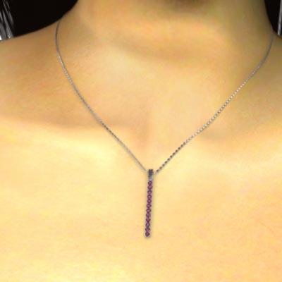 プレート ペンダントネックレス 大サイズ ルビー 7月誕生石 プラチナ900の画像