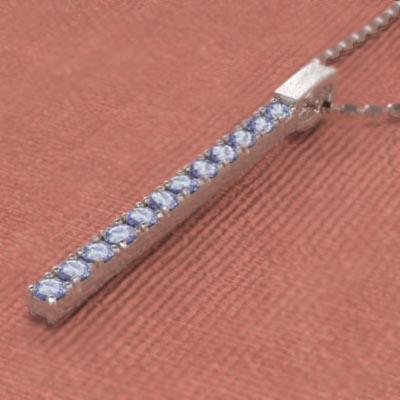 12月の誕生石 プレート 大サイズ タンザナイト ペンダントトップとネックレス プラチナ900の画像