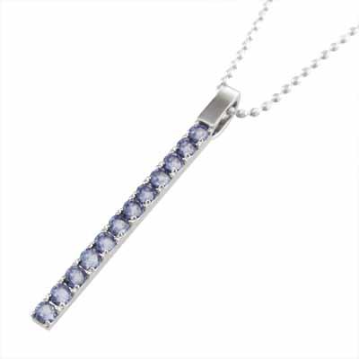 12月の誕生石 プレート 大サイズ タンザナイト ペンダントトップとネックレス プラチナ900の画像