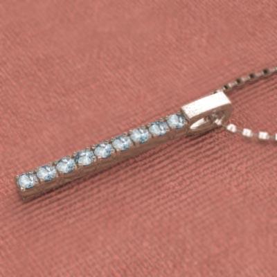 アクアマリン 3月の誕生石 k10ピンクゴールド プレート ペンダントネックレス 中サイズの画像