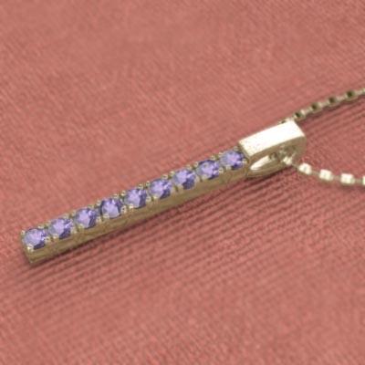 2月の誕生石 18金イエローゴールド プレート アメシスト(紫水晶) 中サイズ ペンダントの画像