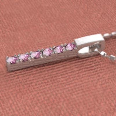 k10ホワイトゴールド プレート ペンダントネックレス ピンクトルマリン 10月の誕生石 小サイズの画像