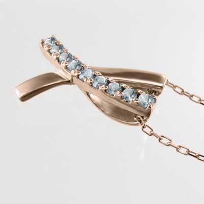 クロス 3月の誕生石 k10ピンクゴールド ペンダント アクアマリンの画像
