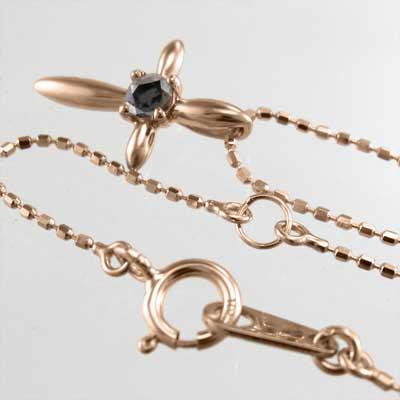 ペンダント k10ピンクゴールド ブラックダイヤモンド クロス 4月の誕生石 一粒石の画像