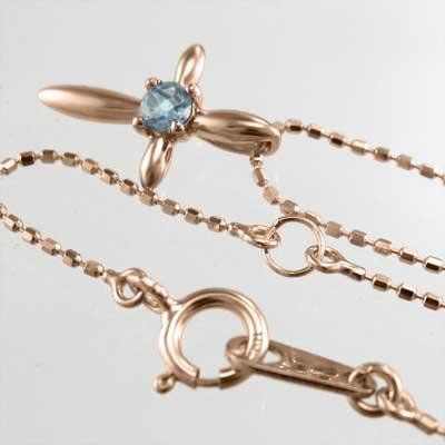 11月の誕生石 一粒石 ブルートパーズ ペンダント クロス k18ピンクゴールドの画像
