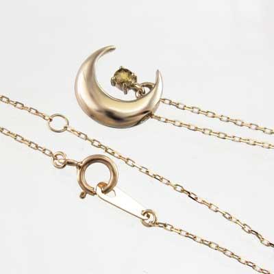 一粒石 11月の誕生石 ペンダントトップとネックレス シトリン ムーン k18ピンクゴールドの画像