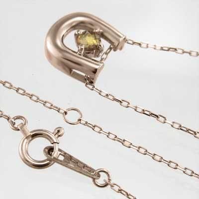 ペンダントネックレス k10ピンクゴールド 馬蹄 一粒石 シトリン(黄水晶) 11月の誕生石の画像