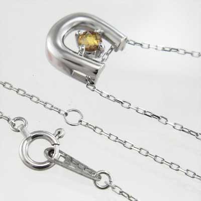 馬蹄 一粒石 白金（プラチナ）900 11月の誕生石 ネックレスジュエリー (黄水晶)シトリンの画像