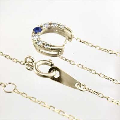 サファイア(青) ペンダントネックレス 10金イエローゴールド 9月誕生石 馬蹄の画像