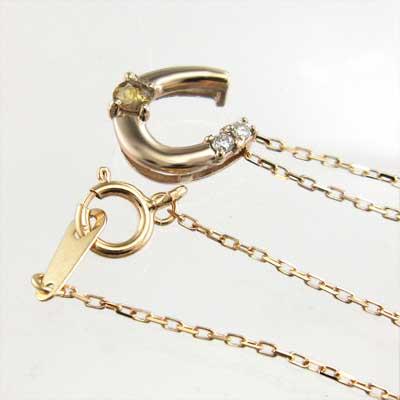 k10ピンクゴールド 11月誕生石 ペンダントネックレス 馬蹄 シトリン(黄水晶)の画像
