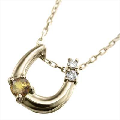 11月誕生石 馬蹄 k10イエローゴールド シトリン(黄水晶) ペンダントネックレスの画像