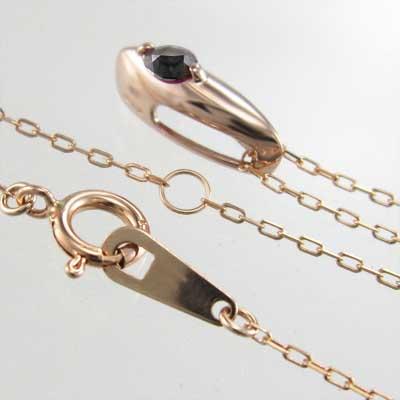 一粒石 ピンクゴールドk10 4月の誕生石 ペンダントネックレス ブラックダイアモンド マーキス型の画像