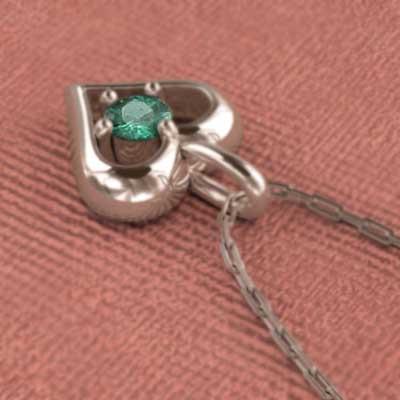 一粒石 エメラルド 5月誕生石 ペンダントトップとネックレス ハート k18ピンクゴールドの画像