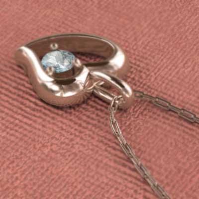 一粒石 ハート 3月の誕生石 ペンダントネックレス アクアマリン k18ピンクゴールドの画像