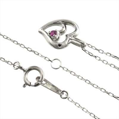 ペンダントネックレス 一粒石 7月誕生石 Pt900 ルビー ハートの画像