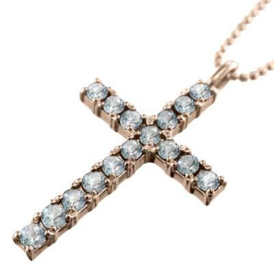 ペンダント クロス アクアマリン 3月誕生石 k10ピンクゴールド ネックレス・ペンダント ペンダント クロス アクアマリン 3月誕生石 k10ピンクゴールド ネックレス・ペンダント