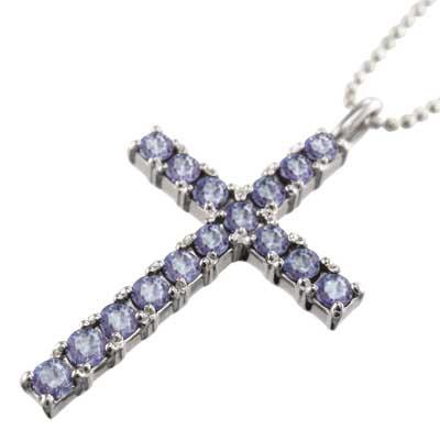 クロス タンザナイト ペンダントネックレス 白金（プラチナ）900 12月の誕生石の画像