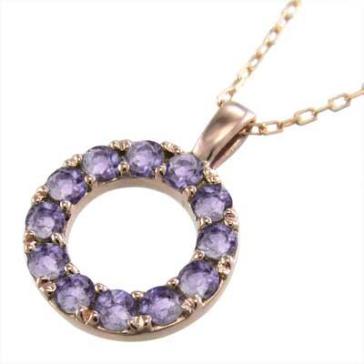 18金ピンクゴールド ペンダントネックレス アメジスト(紫水晶) 2月の誕生石の画像