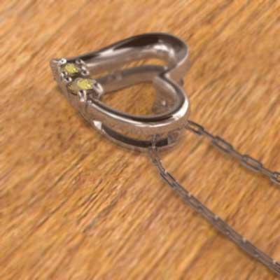 ハート 11月の誕生石 (黄水晶)シトリン ネックレスジュエリー 10金ピンクゴールドの画像