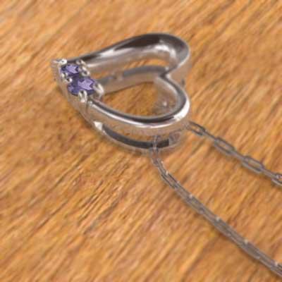ハート ペンダントトップとネックレス アメシスト k10ホワイトゴールド 2月誕生石の画像
