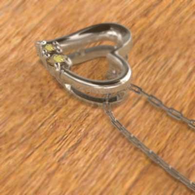 ハート 11月誕生石 ペンダントネックレス シトリントパーズ イエローゴールドk10の画像