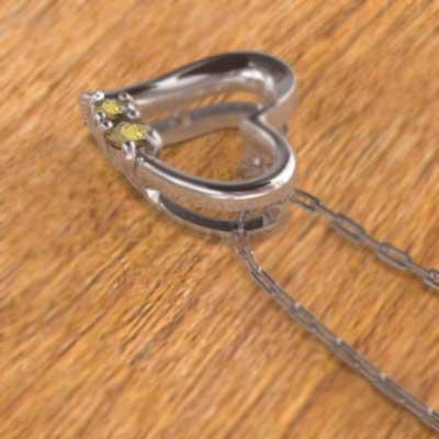 白金（プラチナ）900 (黄水晶)シトリン ネックレスジュエリー 11月誕生石 ハートの画像