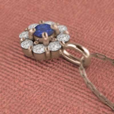 サファイア(青) k18ピンクゴールド フラワー ペンダントネックレス 9月誕生石の画像
