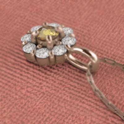ペンダント シトリントパーズ フラワー 18金ピンクゴールド 11月の誕生石の画像