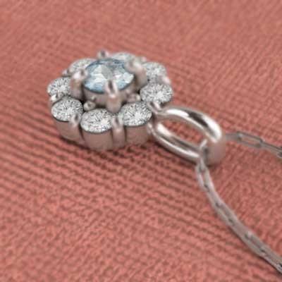 3月誕生石 ペンダントネックレス フラワー プラチナ900 アクアマリンの画像