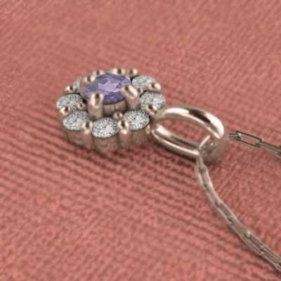 アメシスト ペンダントトップとネックレス k10ピンクゴールド フラワー 2月の誕生石の画像