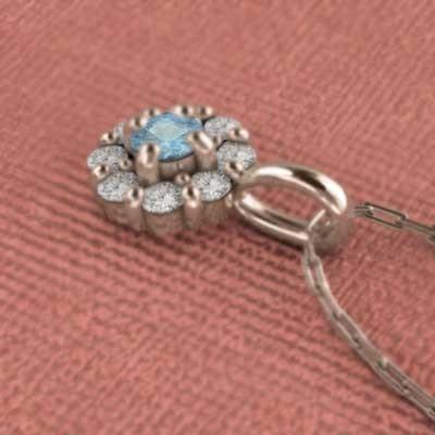 ネックレスジュエリー ブルートパーズ k10ピンクゴールド 11月の誕生石 フラワーの画像