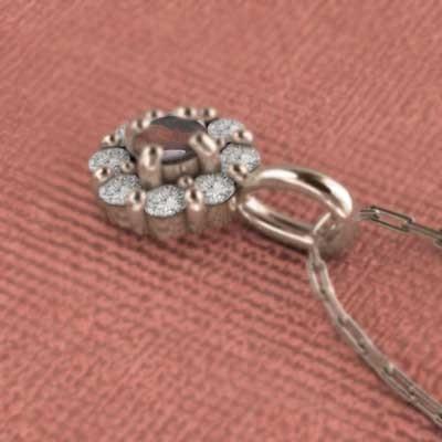 1月の誕生石 フラワー ガーネット k10ピンクゴールド ペンダントネックレスの画像
