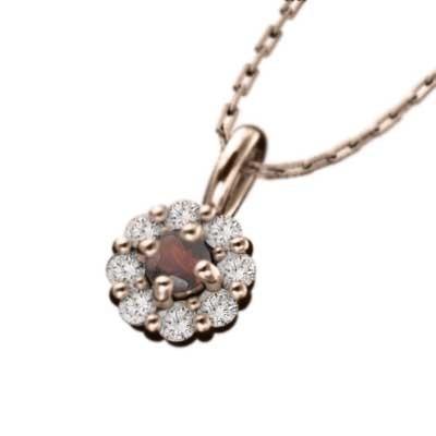 1月の誕生石 フラワー ガーネット k10ピンクゴールド ペンダントネックレスの画像