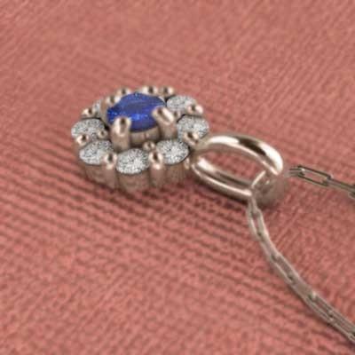 フラワー サファイア(青) 10金ピンクゴールド 9月の誕生石 ペンダントネックレスの画像