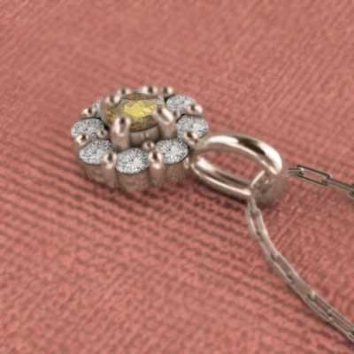 (黄水晶)シトリン ネックレスジュエリー 11月誕生石 フラワー 10金ピンクゴールドの画像