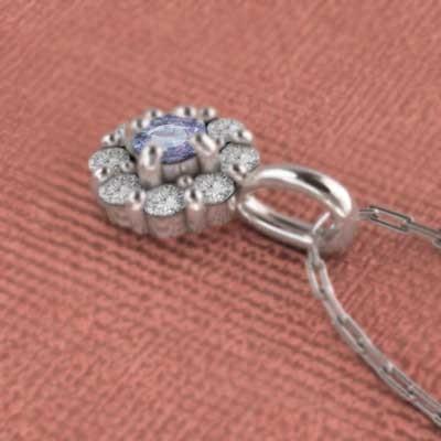12月誕生石 ホワイトゴールドk10 ペンダントトップとネックレス フラワー タンザナイトの画像