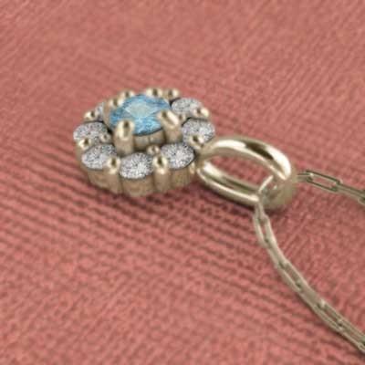 フラワー ペンダントトップとネックレス 11月の誕生石 ブルートパーズ k10イエローゴールドの画像