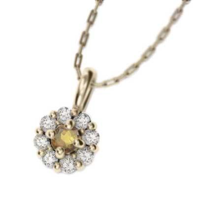 フラワー ペンダント シトリントパーズ 11月誕生石 k10イエローゴールドの画像