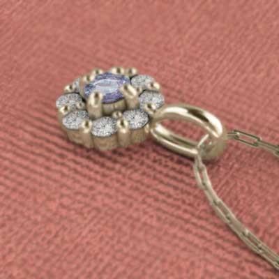 ペンダントトップとネックレス フラワー イエローゴールドk10 12月誕生石 タンザナイトの画像