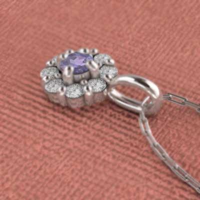 2月の誕生石 ペンダントネックレス Pt900 アメジスト(紫水晶) フラワーの画像