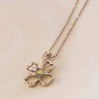11月の誕生石 k18ピンクゴールド (黄水晶)シトリン クローバー ネックレスジュエリーの画像