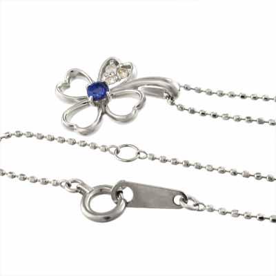 9月誕生石 クローバー ペンダントネックレス Pt900 サファイヤの画像