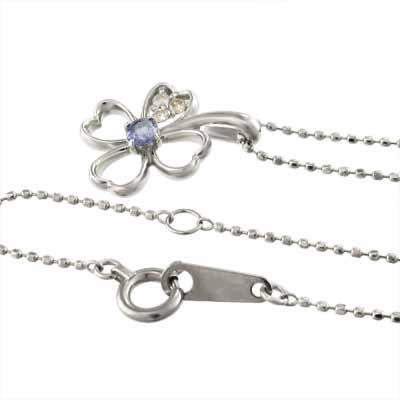 ペンダントネックレス 12月誕生石 タンザナイト Pt900 クローバーの画像