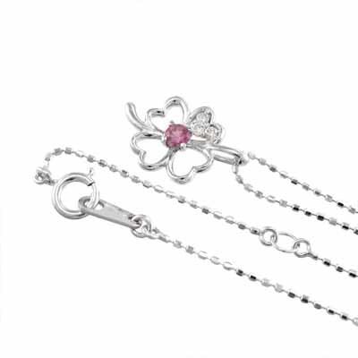10月誕生石 ペンダント ホワイトゴールドk10 クローバー ピンクトルマリンの画像
