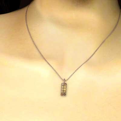プレート 11月の誕生石 (黄水晶)シトリン 18金ピンクゴールド ネックレスジュエリーの画像